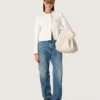 Women’s boxy jacket in bouclé cotton with all-over beads
