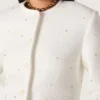 Women’s boxy jacket in bouclé cotton with all-over beads