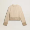 Women's boxy sweater in wool with hotfix crystal decoration