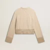 Women's boxy sweater in wool with hotfix crystal decoration