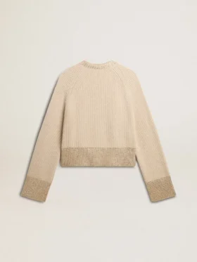 Women’s boxy sweater in wool with hotfix crystal decoration