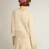 Women's boxy sweater in wool with hotfix crystal decoration