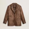 Women's brown leather jacket