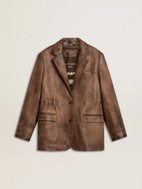 Women's brown leather jacket