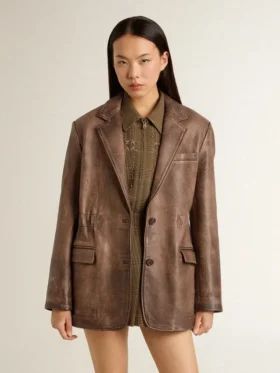 Women’s brown leather jacket
