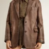 Women's brown leather jacket