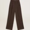 Women's brown virgin wool pants