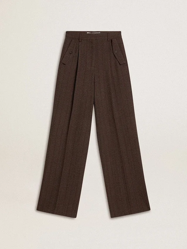 Women's brown virgin wool pants