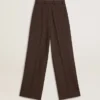 Women's brown virgin wool pants