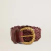Women’s burgundy woven leather belt