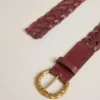 Women’s burgundy woven leather belt