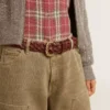 Women’s burgundy woven leather belt