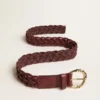 Women’s burgundy woven leather belt
