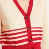 Women's cardigan in cream with red stripes