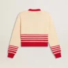 Women's cardigan in cream with red stripes