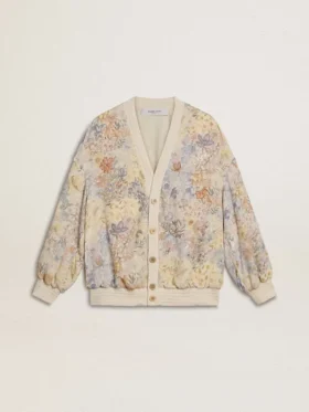 Women’s cardigan with floral print and embroidery