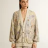 Women’s cardigan with floral print and embroidery