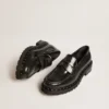 Women’s chunky loafers in studded black leather