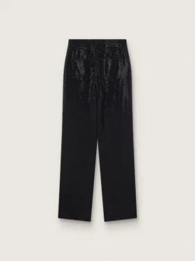 Women’s cotton denim pants with shaded-effect crystal decoration