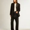 Women’s cotton denim pants with shaded-effect crystal decoration