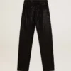 Women’s cotton denim pants with shaded-effect crystal decoration
