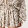 Women’s cotton mini-dress with black and white floral print