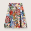 Women's cotton skirt with multicolor print