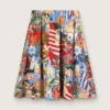 Women's cotton skirt with multicolor print