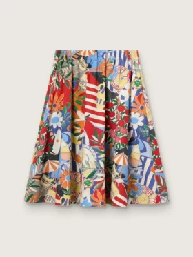 Women’s cotton skirt with multicolor print
