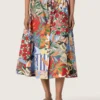 Women's cotton skirt with multicolor print