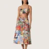 Women's cotton skirt with multicolor print