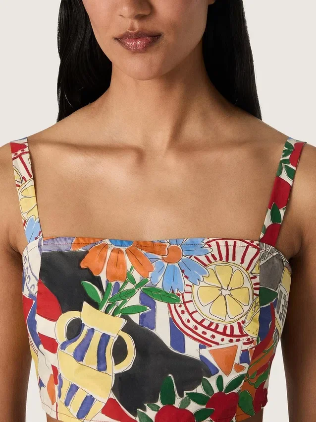 Women's cotton top with multicolor print