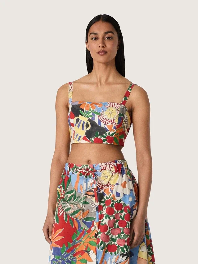 Women's cotton top with multicolor print