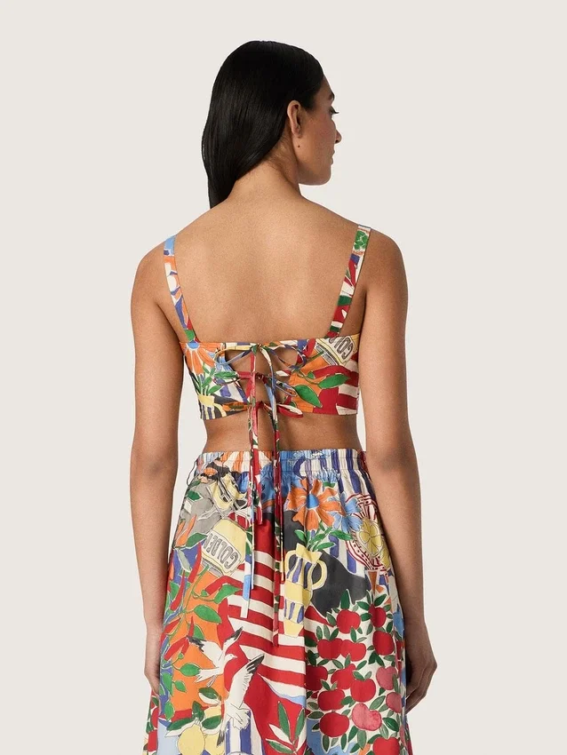 Women's cotton top with multicolor print