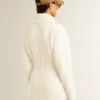 Women's cream-colored cotton cardigan with floral embroidery