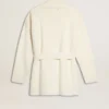 Women's cream-colored cotton cardigan with floral embroidery