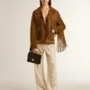 Women's cream-colored see-through lace pants