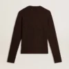 Women's crew-neck sweater in wool blend with gold buttons