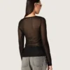 Women's crew-neck sweater with black floral jacquard pattern