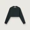 Women's cropped cotton sweatshirt with crystals on the front