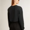 Women's cropped cotton sweatshirt with crystals on the front