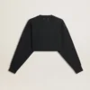 Women's cropped cotton sweatshirt with crystals on the front