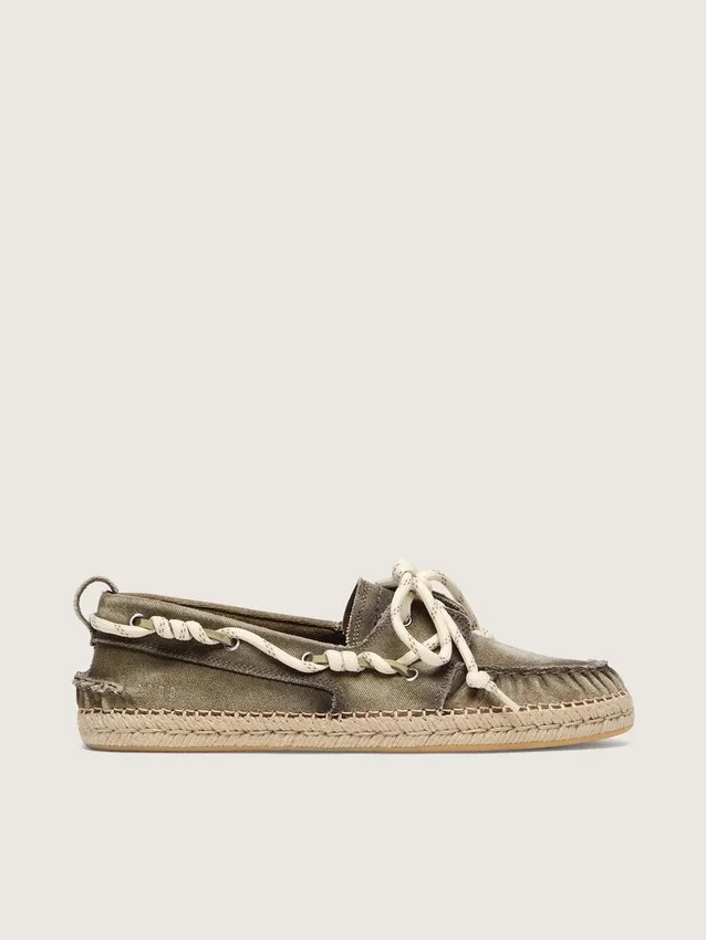 Men’s Cruise espadrilles in military-green canvas with white hiking laces