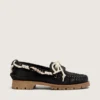 Women's Cruise loafers in black waxed suede with black hiking laces