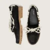 Women's Cruise loafers in black waxed suede with black hiking laces
