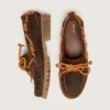 Women's Cruise loafers in brown waxed suede with dove gray hiking laces