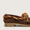 Women's Cruise loafers in brown waxed suede with dove gray hiking laces