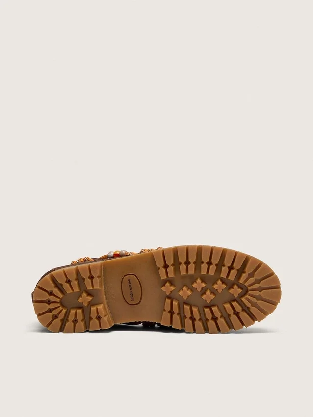 Women's Cruise loafers in brown waxed suede with dove gray hiking laces