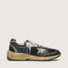 Women’s Dad-Star in black and silver mesh and nappa with ice-gray star