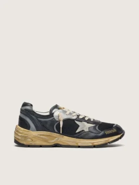 Women’s Dad-Star in black and silver mesh and nappa with ice-gray star